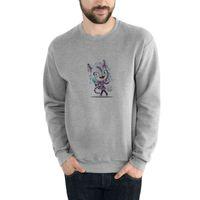 Kiss Cat Technology Baskılı Gri Erkek Sweatshirt