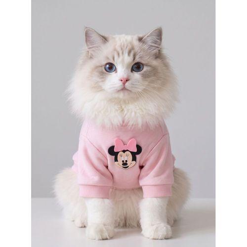 Pinkie Mouse Kedi Tulumu | Pembe Kalın Penye Kedi Kıyafeti | Sevimli Fare ve Kurdele Detaylı