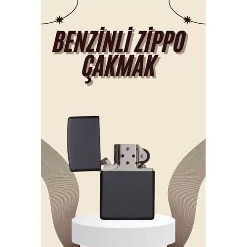 Çakmak Parlak Siyah Benzinli Çakmak Cep Boy Doldurulabilir