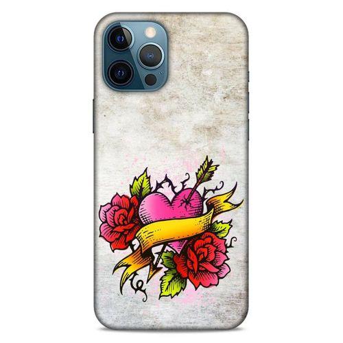 Lopard Apple iPhone 12 Pro Max Uyumlu Kılıf Tattoo's (12) Koruyucu Silikon Gri Pembe
