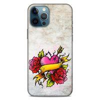 Lopard Apple iPhone 12 Pro Max Uyumlu Kılıf Tattoo's (12) Koruyucu Silikon Gri Pembe