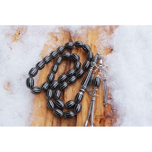 Oltu Taşı Beyzi Model On İkili Karpuz  Nakkaş İmame İşlemeli Tespih