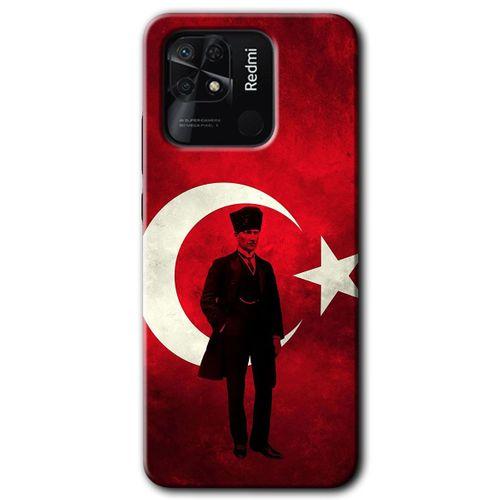 Xiaomi Redmi 10C HD Baskılı Kılıf + 9D Tam Ekran Koruyucu - Atatürk Bayrak