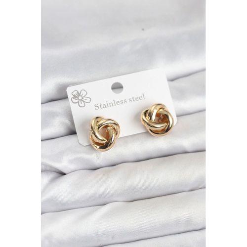 316L Çelik Gold Renk Sarmal Model Kadın Küpe