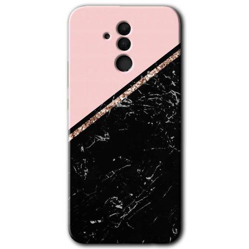 MRCİLETİSİM Huawei Mate 20 Lite Kılıf Baskılı Kapak - Yarım Mermer +Tam Kaplayan Mat Seramik