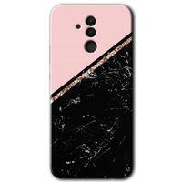 MRCİLETİSİM Huawei Mate 20 Lite Kılıf Baskılı Kapak - Yarım Mermer +Tam Kaplayan Mat Seramik
