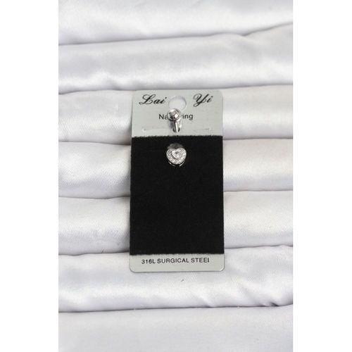 316L Cerrahi Çelik Zirkon Taşlı Kalp Model Göbek Piercing