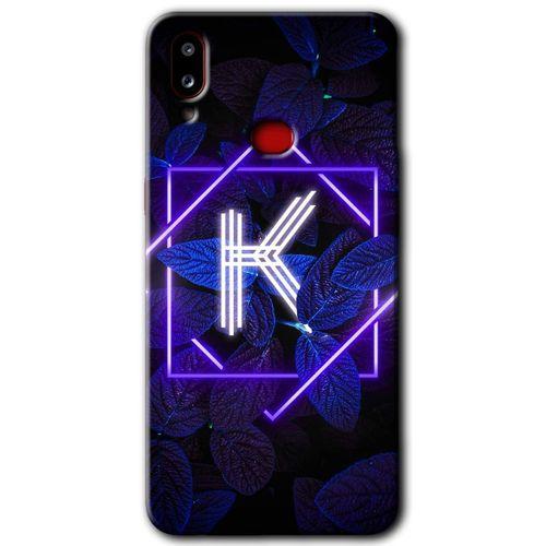 MRCİLETİSİM Samsung Galaxy A10s Kılıf Baskılı Kapak - Dark Neon Yaprak K Harfi +Tam Kaplayan Mat Seramik