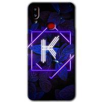 MRCİLETİSİM Samsung Galaxy A10s Kılıf Baskılı Kapak - Dark Neon Yaprak K Harfi +Tam Kaplayan Mat Seramik