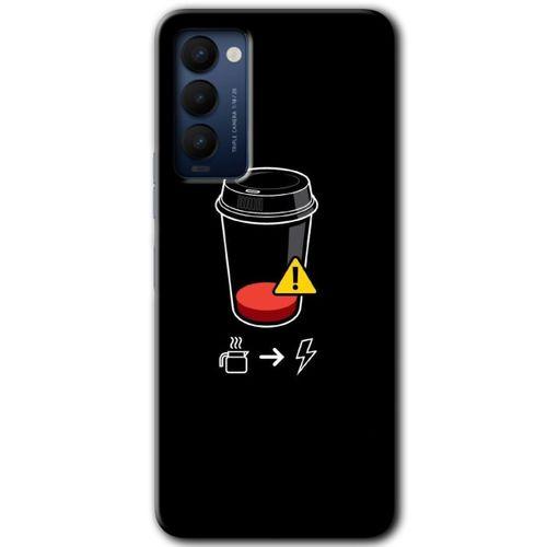 Tecno Camon 18P HD Baskılı Kılıf + 9D Tam Ekran Koruyucu - Coffee Battery