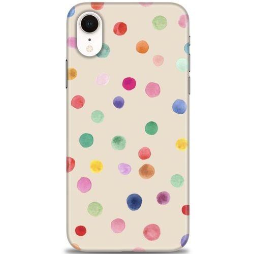 iPhone XR Kılıf HD Baskılı Kılıf - Renkli Puantiye + Tam Ekran Koruyucu