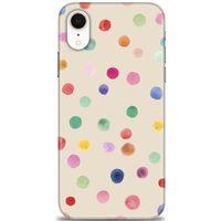 iPhone XR Kılıf HD Baskılı Kılıf - Renkli Puantiye + Tam Ekran Koruyucu