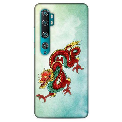 Xiaomi Mi Note 10 Kılıf Dragons (25) Antişok Kapak Tatoo Sarı Kırmızı Ejderha
