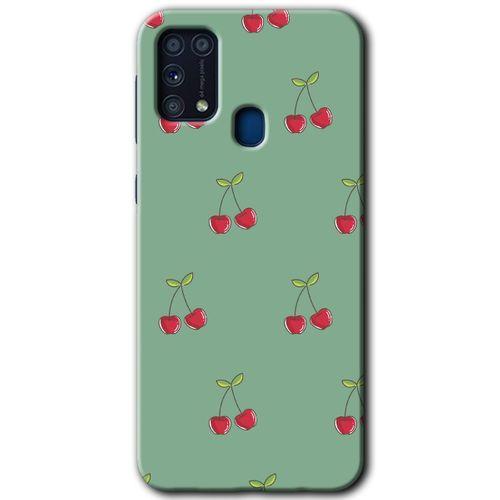 Samsung Galaxy M31 Kılıf Baskılı Kapak - Kiraz Berry +Tam Kaplayan Mat Seramik