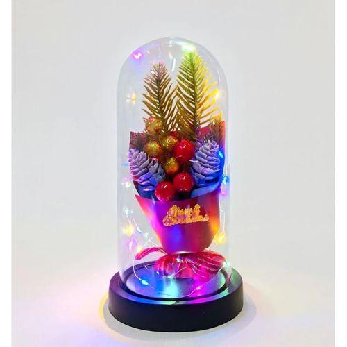 Yılbaşı Temalı Işıklı  Dekoratif Cam Fanus