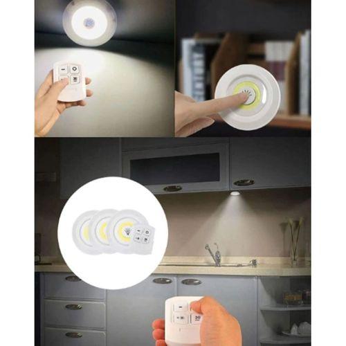 Uzaktan Kumandalı 3 Lü Kablosuz Led Spot Lamba Seti Yapışkanlı Pratik Kullanım