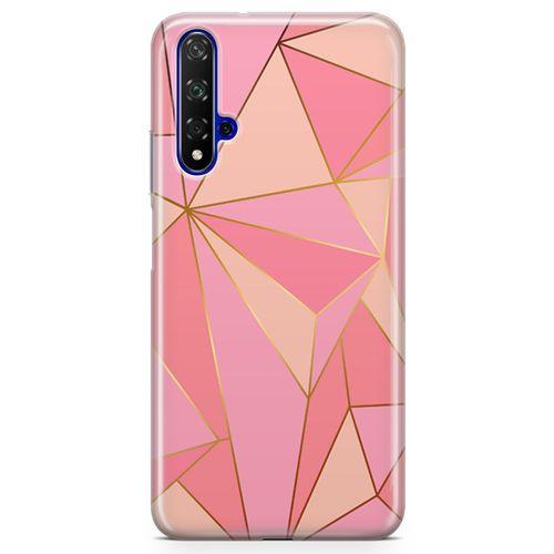 Honor View 20 Kılıf Elmas Pembe Arka Kapak Koruma Desenli Full Koruyucu