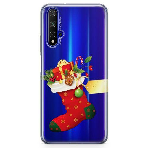 Honor View 20 Kılıf Kırmızı Çorap Arka Kapak Koruma Desenli Full Koruyucu