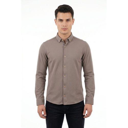 Erkek Spor Slim Fit Uzun Kol Petek Dokulu Gömlek BGL-ST05482