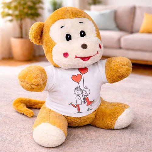 Mutlu Aşıklar Tasarım Tişörtlü Peluş Sevimli Maymun