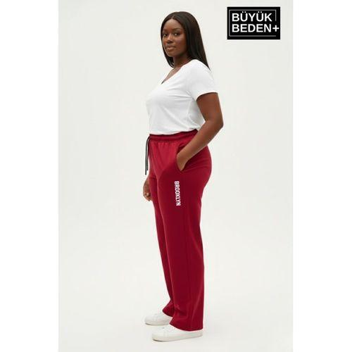 Kadın Büyük Beden BROOKLYN Baskılı Rahat Kesim Paça Reçme İnce Eşofman Altı SPR26EAK952-2