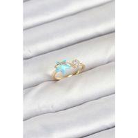 Pirinç Gold Renk Mavi Yıldızlı Model Kadın Yüzük