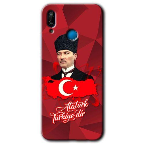 Potkal Hediye Fabrikası Huawei P20 Lite HD Baskılı Kılıf + 9D Tam Ekran Koruyucu - Atatürkiye