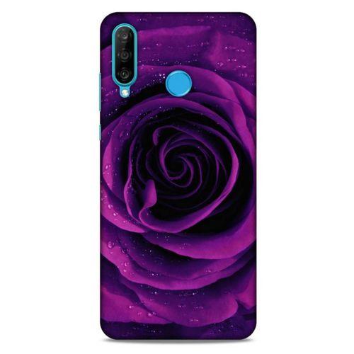 Huawei P30 Lite Uyumlu Kılıf Mor Delisi (37) Silicone Cover Gül