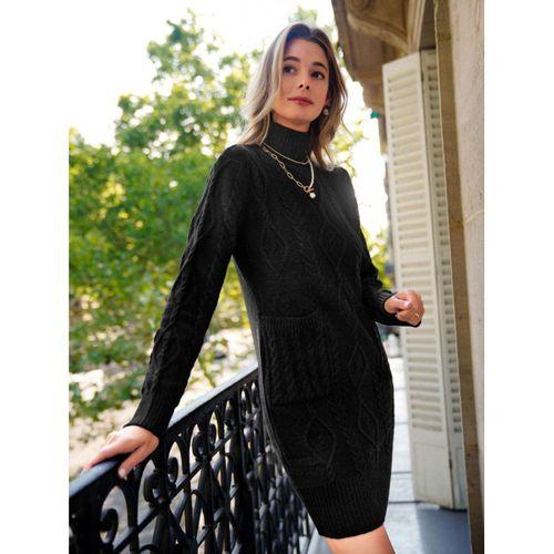 Loren Yünlü Motifli Midi Boy Triko Elbise