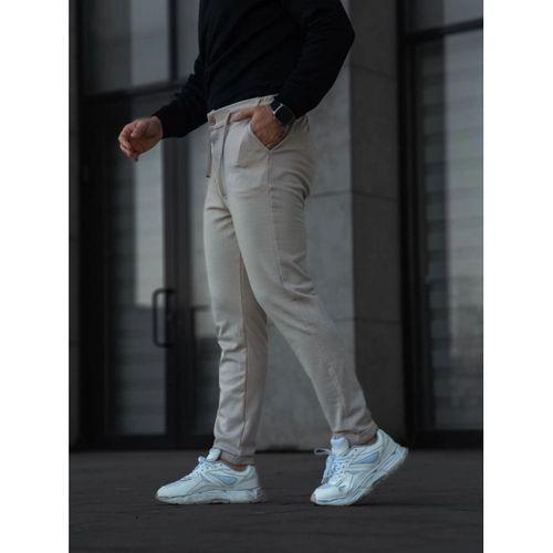 Erkek Diagonel Mikro Dokulu Cepli Pantolon - Bej