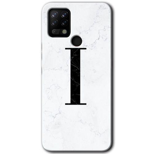 Potkal Hediye Fabrikası Tecno Pova Kılıf HD Desen Baskılı Arka Kapak - Beyaz Mermer Desenli I Harfi