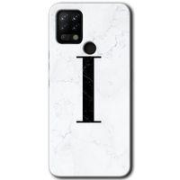 Potkal Hediye Fabrikası Tecno Pova Kılıf HD Desen Baskılı Arka Kapak - Beyaz Mermer Desenli I Harfi