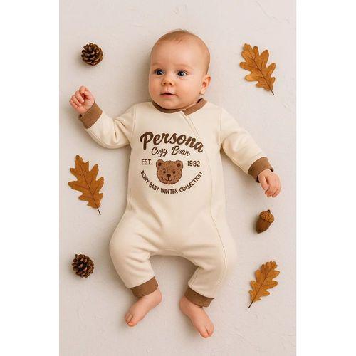Persona Bear Nakışlı % 100 Pamuk Erkek Bebek Tulum