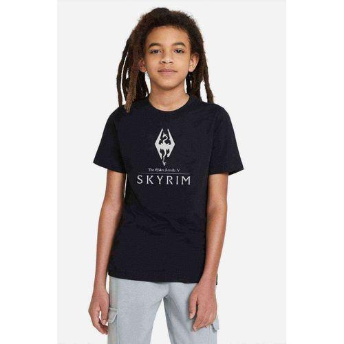 SKYRIM Baskılı Unisex Çocuk Siyah Tshirt