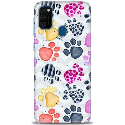 Samsung Galaxy M21 Kılıf HD Baskılı Kılıf - Renkli Patiler + Tam Ekran Koruyucu