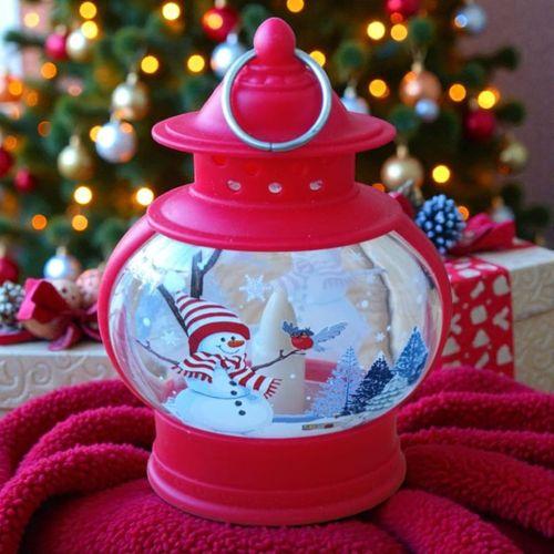 VIP OVAL KIRMIZI KARDAN ADAM YILBAŞI FENERİ GÜN IŞIĞI LED IŞIKLI FENER YILBAŞI HEDİYELERİ 14X8X4 CM