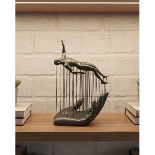 3d El Formlu İnsan Figürü Gri Soyut Tasarım Dekoratif Biblo