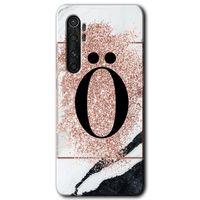 Xiaomi Mi Note 10 Lite Kılıf HD Desen Baskılı Arka Kapak - Pembe Mermer Desenli Ö Harfi