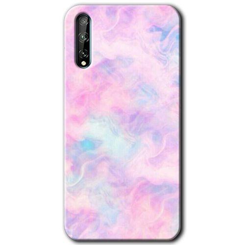 MRCİLETİSİM Huawei P Smart S Kılıf Baskılı Kapak - Pembe-Duman + 5D Tam Kaplayan Cam