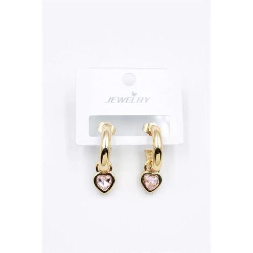 Kalp Halka Küpe - Pembe