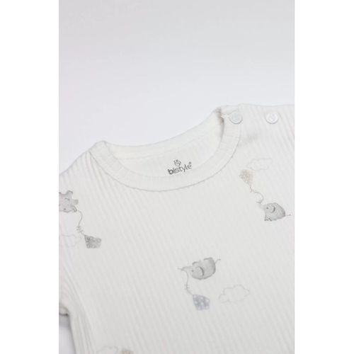 Bistyle Flying Elephant Yarım Kol 2'li Body 17116 Ekru Gri