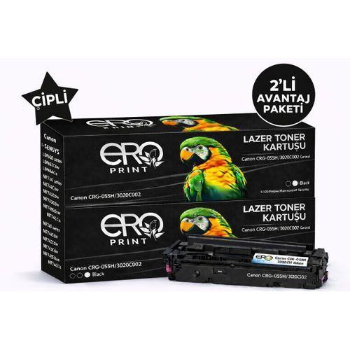 Canon CRG 055H Siyah Muadil Toner - 7500 Sayfalık Çipli Toner - 2'li Avantaj Paket