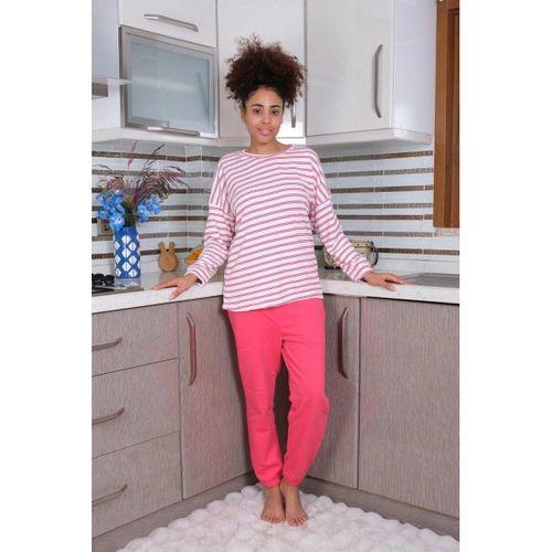Kadın Uzun Kol 3 İplik Penye Pijama Takım Beyaz