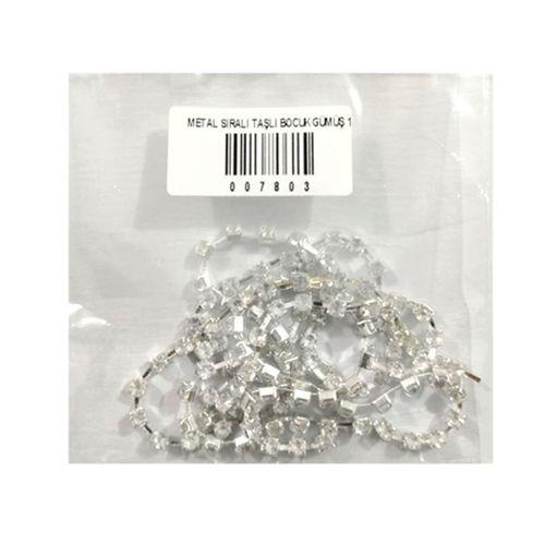 Metal Sıralı Taşlı Bocuk Gümüş 1 M - 3 paket