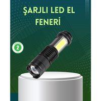 4 Modlu Usb Şarjlı Led El Feneri Kamp Ve Outdoor