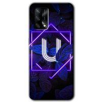 MRCİLETİSİM Oppo A74 Kılıf Kapak - Dark Neon Yaprak U Harfi +Hayalet Ekran Yandan Gözükmez