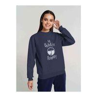 The Umbrella Academy Logo&Yazi Baskılı Indigo Mavi Kadın Sweatshirt