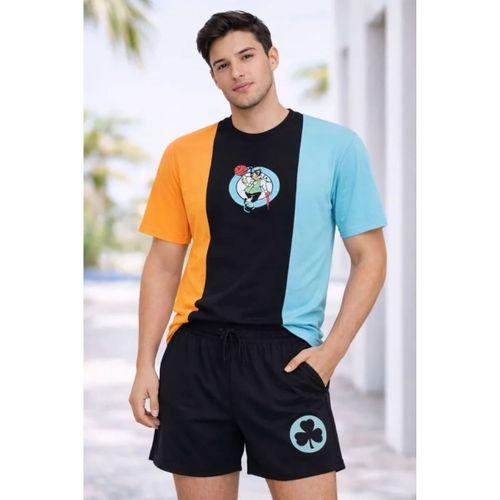 Erkek Nakışlı Tişört Şort İkili Takım Oversize Yazlık Kombin - Çok Renkli