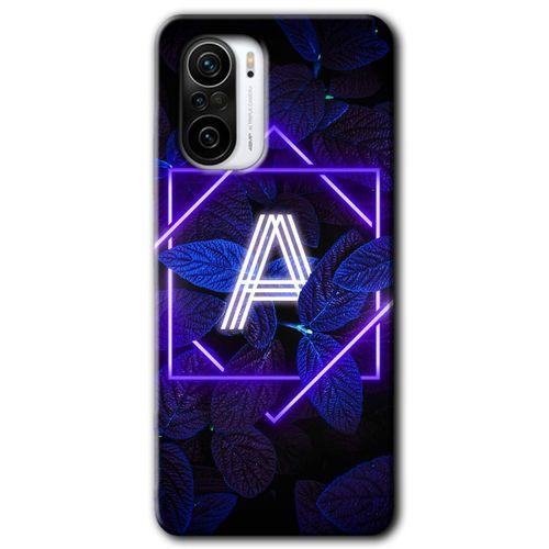 Redmi Mi11i Kılıf HD Desen Baskılı Arka Kapak - Dark Neon Yaprak A Harfi + Kırılmaz Cam