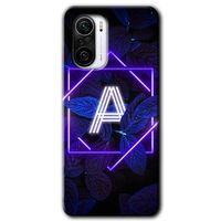 Redmi Mi11i Kılıf HD Desen Baskılı Arka Kapak - Dark Neon Yaprak A Harfi + Kırılmaz Cam